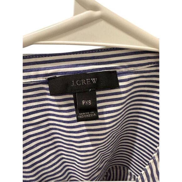 J. Crew Women's PXS Blue Striped Wrap Blouse Long Sleeve Top - Picture 2 of 4